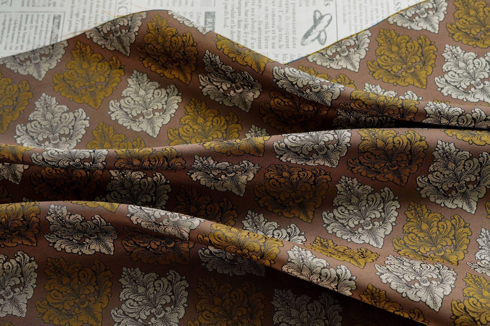 European Baroque Floral Fabric, Vintage Scroll Yarn - Dyed Jacquard, Luxury Brocade for Upholstery & Period Costumes, Heavyweight Textile - Poppylollipop