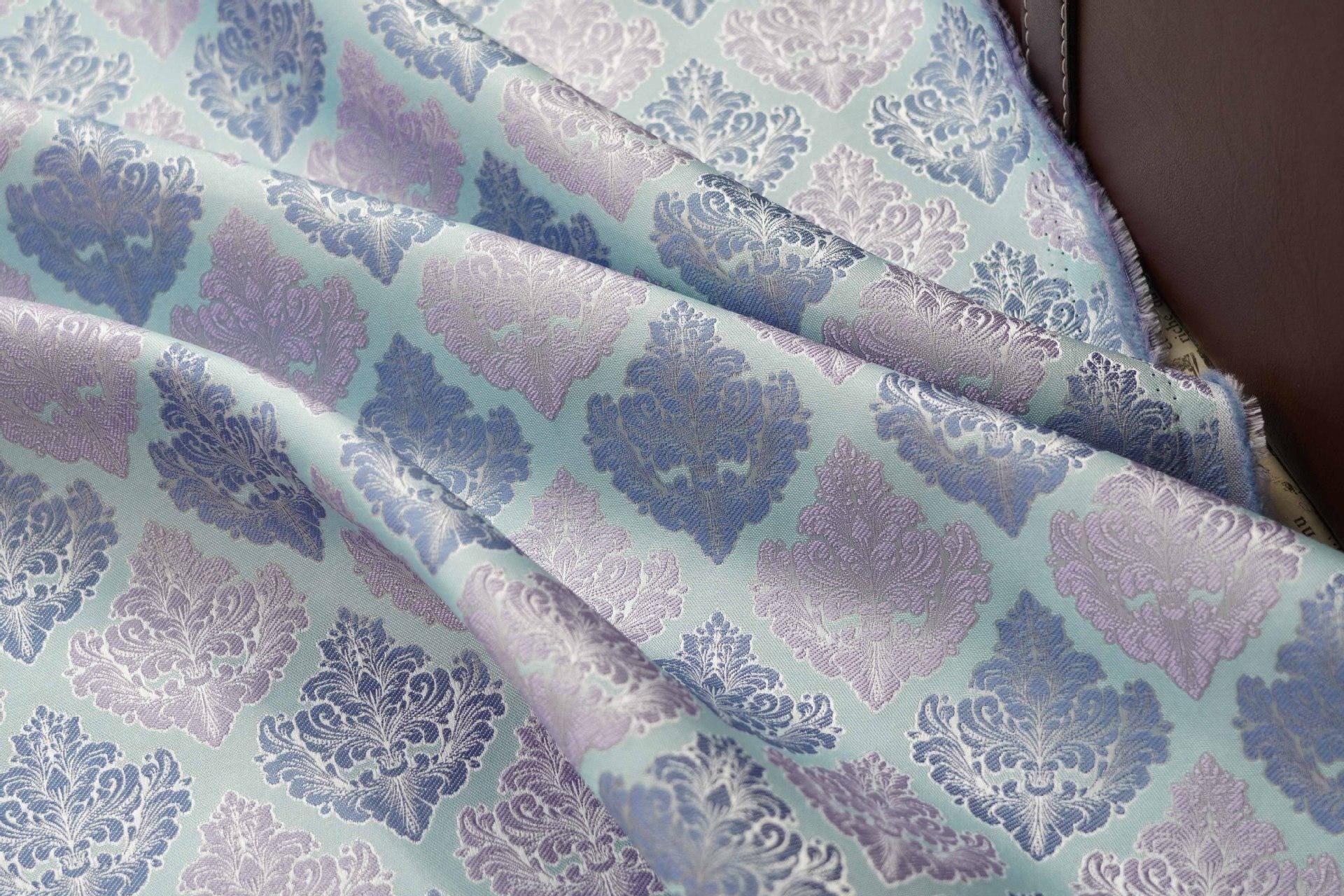 European Baroque Floral Fabric, Vintage Scroll Yarn - Dyed Jacquard, Luxury Brocade for Upholstery & Period Costumes, Heavyweight Textile - Poppylollipop