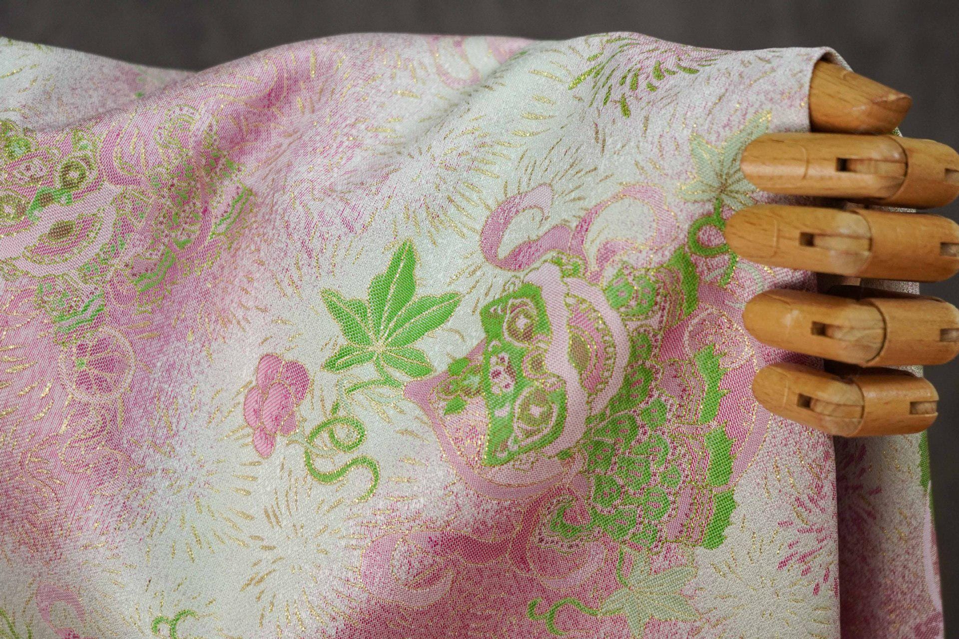 Luxury Song Dynasty Brocade Fabric, Golden Thread Jacquard Textile for Couture, Premium Oriental Silk Woven Material by the Yard - 1 Meter - Poppylollipop