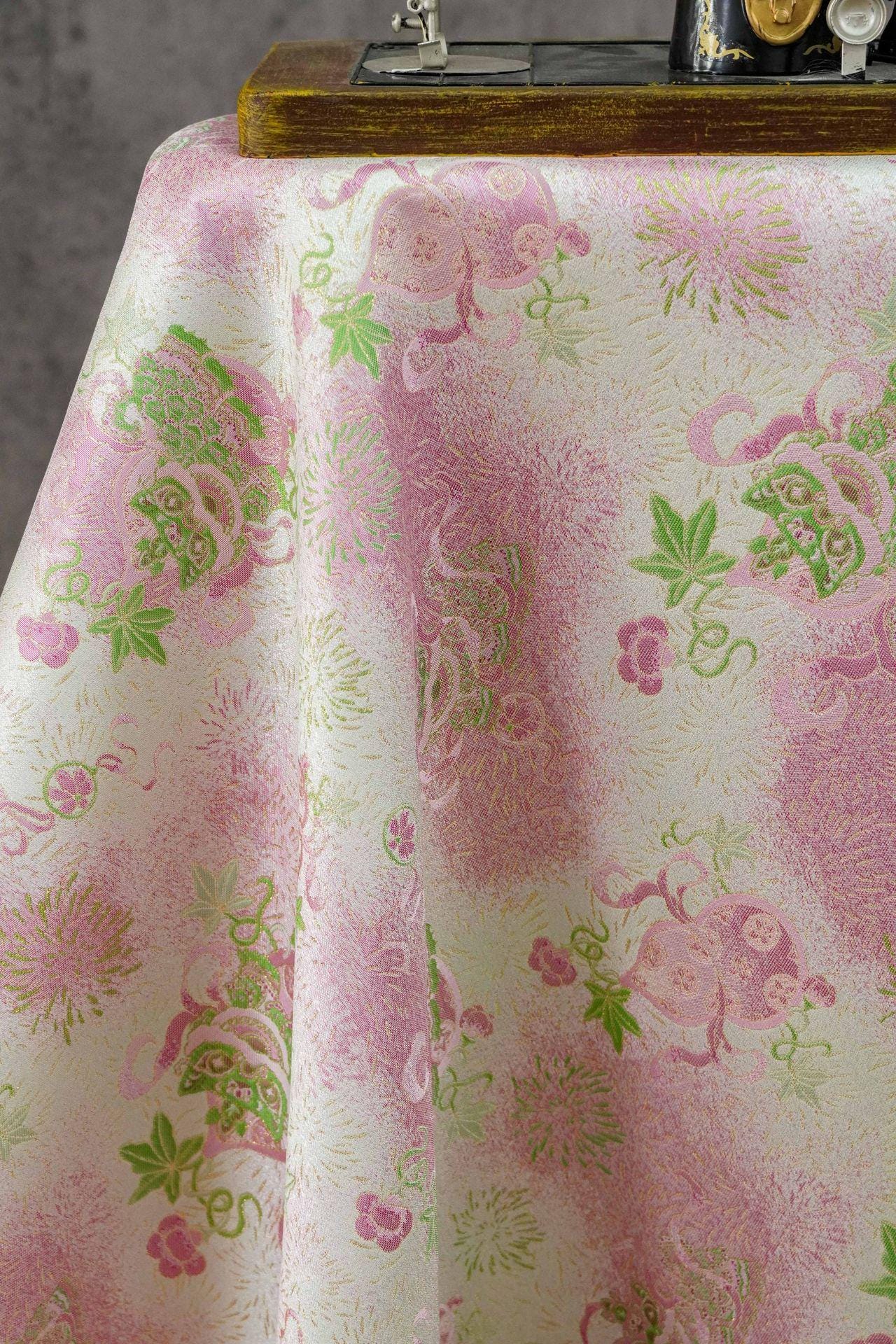 Luxury Song Dynasty Brocade Fabric, Golden Thread Jacquard Textile for Couture, Premium Oriental Silk Woven Material by the Yard - 1 Meter - Poppylollipop