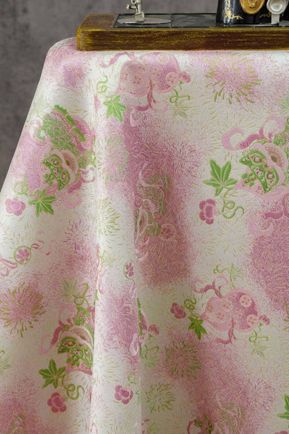 Luxury Song Dynasty Brocade Fabric, Golden Thread Jacquard Textile for Couture, Premium Oriental Silk Woven Material by the Yard - 1 Meter - Poppylollipop