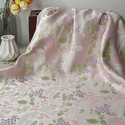 Grape Butterfly song Brocade Fabric, Luxury Gold Thread Jacquard, Premium Oriental Silk Woven Textile for Couture & Sewing - 1 Meter - Poppylollipop