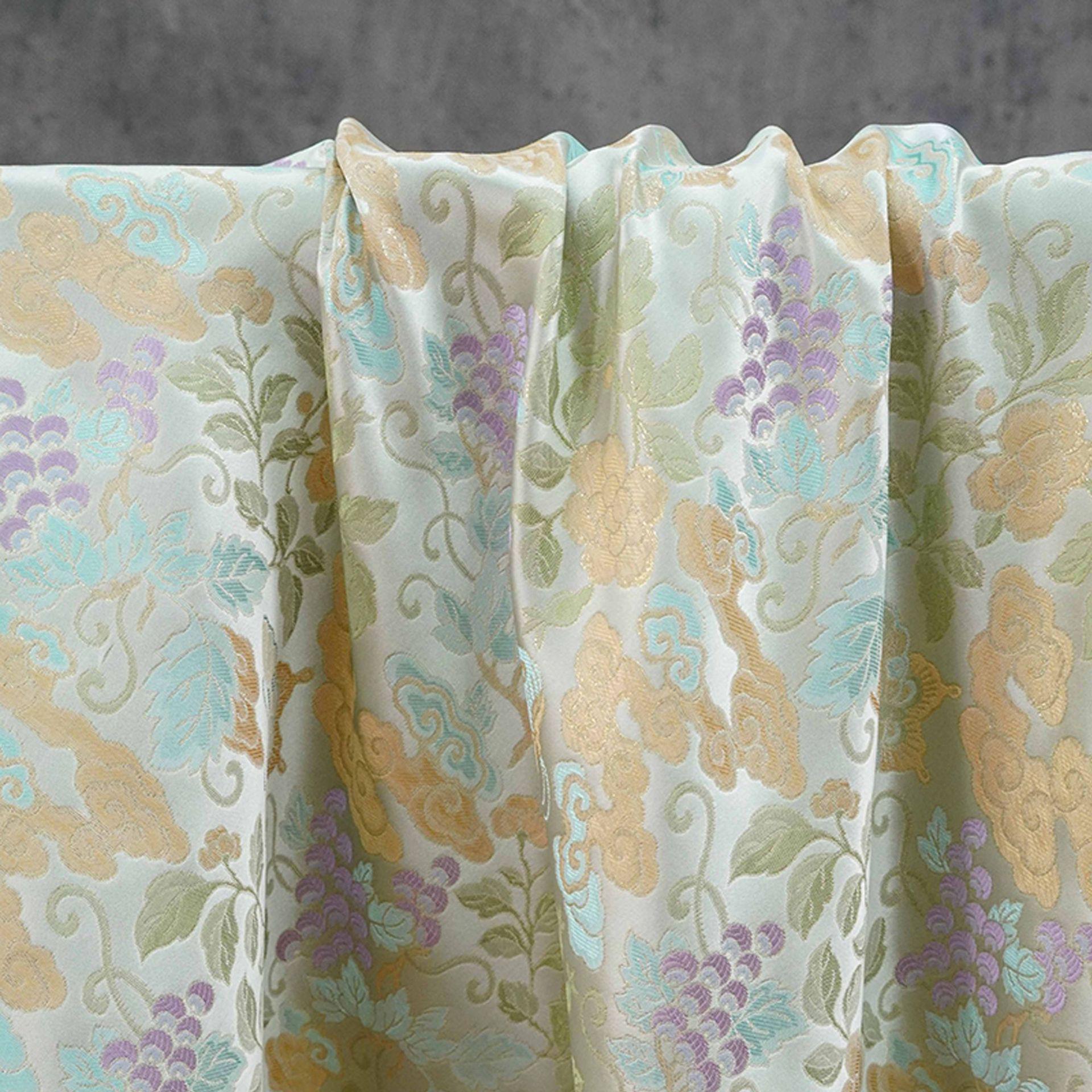 Grape Butterfly song Brocade Fabric, Luxury Gold Thread Jacquard, Premium Oriental Silk Woven Textile for Couture & Sewing - 1 Meter - Poppylollipop