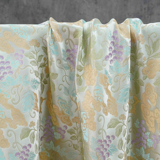 Grape Butterfly song Brocade Fabric, Luxury Gold Thread Jacquard, Premium Oriental Silk Woven Textile for Couture & Sewing - 1 Meter - Poppylollipop
