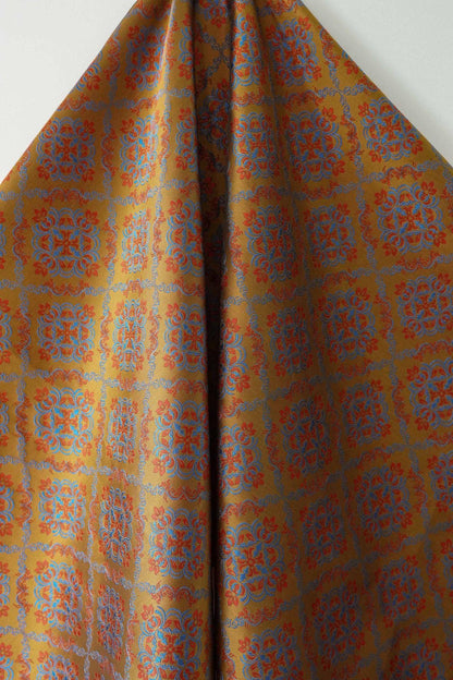 Rhombus Floral Brocade Fabric Rayon Silk Jacquard Damask Fabric Xianghua Pattern Textile for Costume Upholstery Cheongsam Craft Fabric - Poppylollipop