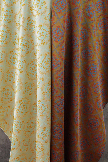 Rhombus Floral Brocade Fabric Rayon Silk Jacquard Damask Fabric Xianghua Pattern Textile for Costume Upholstery Cheongsam Craft Fabric - Poppylollipop