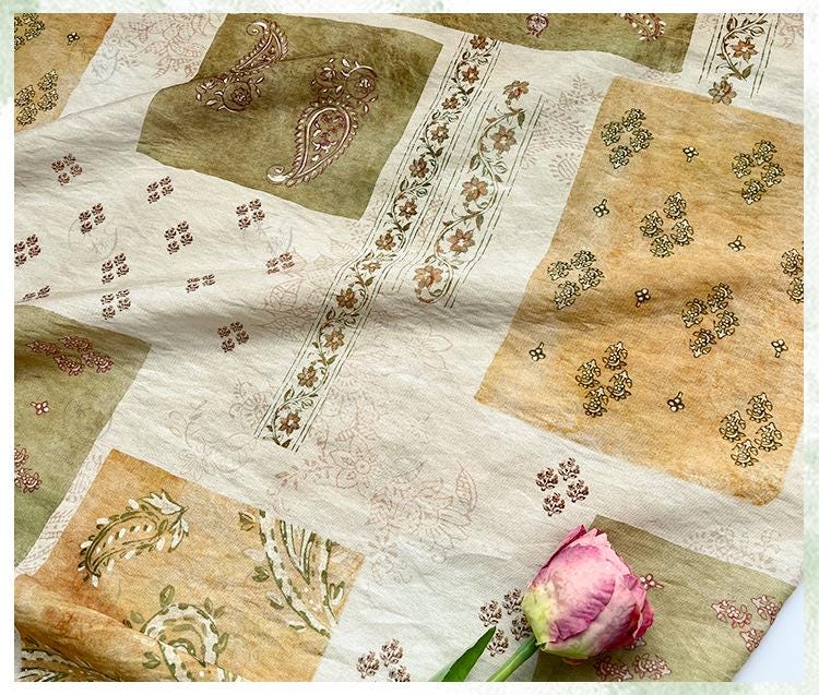 Vintage Paisley Patchwork Print Cotton Fabric By The Yard | Earthy Green Gold Boho Floral | Dress Blouse Quilting Cottagecore Sewing - Poppylollipop