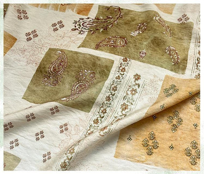 Vintage Paisley Patchwork Print Cotton Fabric By The Yard | Earthy Green Gold Boho Floral | Dress Blouse Quilting Cottagecore Sewing - Poppylollipop
