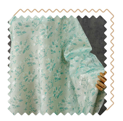 Mint Green Magnolia Butterfly Jacquard Fabric By The Yard | White Gold Floral Woven Brocade | Dress Qipao Curtain Home Décor Sewing - Poppylollipop