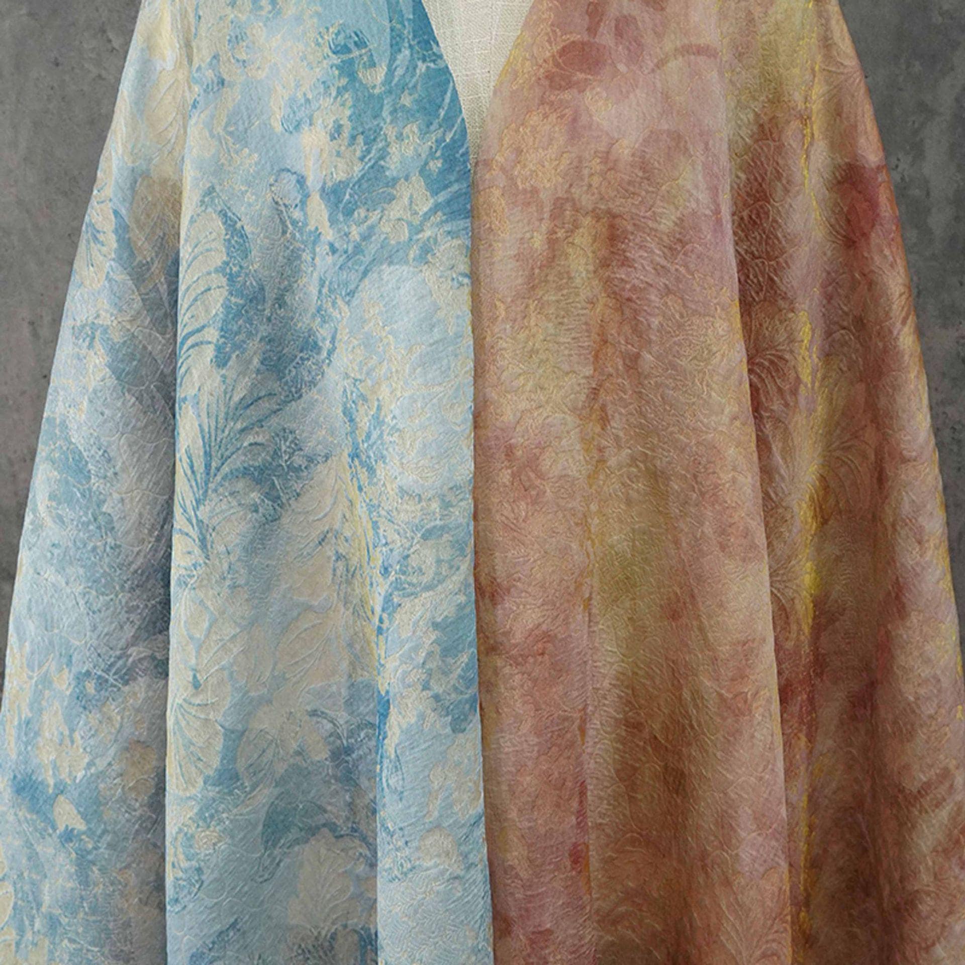 Chinese Jacquard Fabric Spring Summer Embossed Guangjin Brocade Textile – Traditional Hanfu Costume Craft Fabric, 55"Wide