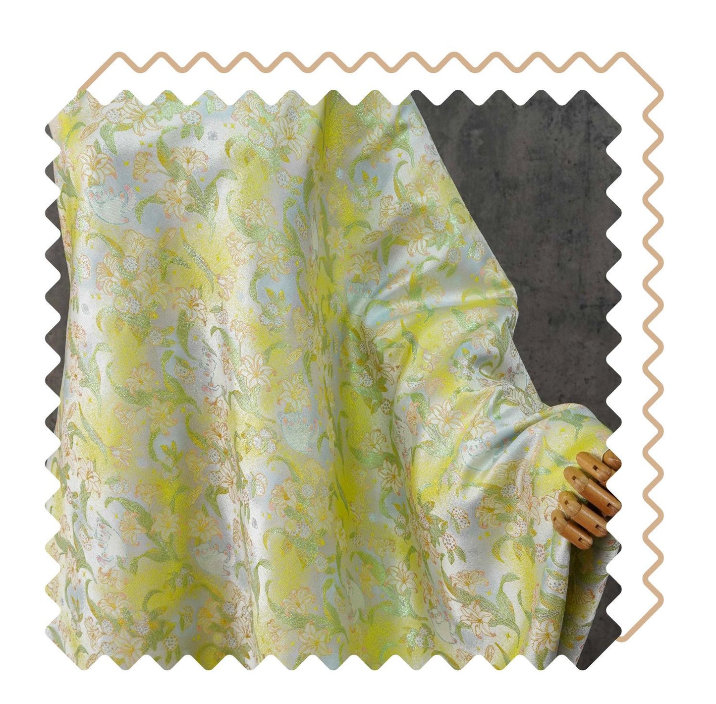 Song Brocade Silk Jacquard Fabric with Lily & Cat Gold Thread Design – Chinese Luxury Decorative Textile for Hanfu, Costume Craft Use