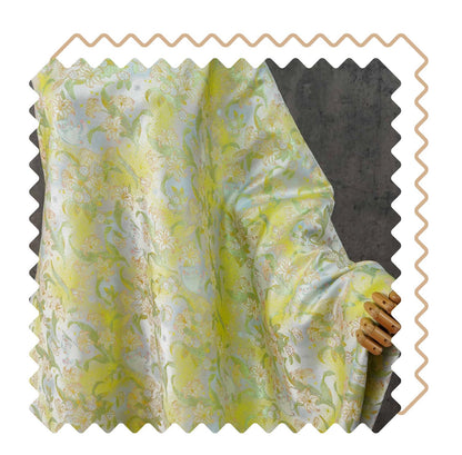 Song Brocade Silk Jacquard Fabric with Lily & Cat Gold Thread Design – Chinese Luxury Decorative Textile for Hanfu, Costume Craft Use