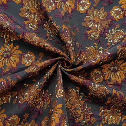 3D Embossed Chrysanthemum Gold Thread Jacquard Fabric – Chinese Brocade Textile (62" Wide) - Poppylollipop