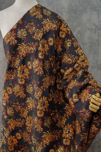 3D Embossed Chrysanthemum Gold Thread Jacquard Fabric – Chinese Brocade Textile (62" Wide) - Poppylollipop