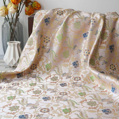 Chinese Phoenix & Lotus Song Brocade Fabric | Gold Thread Jacquard | 64" Wide | Hanfu Qipao Dress Cosplay Wedding - Poppylollipop