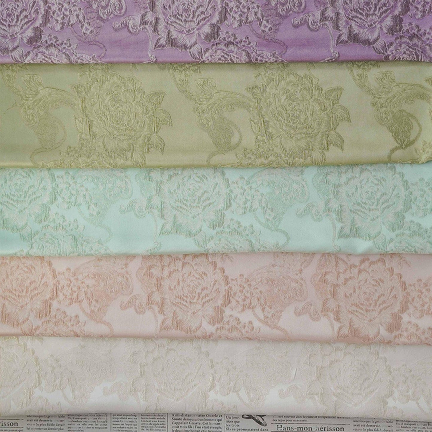 Floral Jacquard Brocade Fabric | Macaron Colors | Rayon Gold Thread Satin | 57" Wide | Dress Lining Hanfu Bridal - Poppylollipop