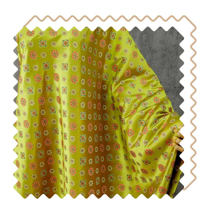 Song Brocade Fabric Yellow Green | Coin Floral Jacquard | Vintage Chinese Pattern | 60" Wide | Hanfu Costume Decor - Poppylollipop