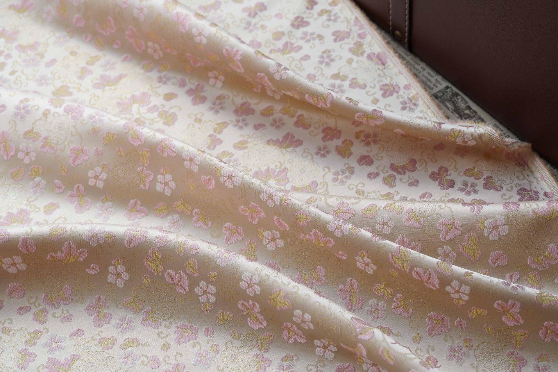 Song Brocade Fabric Gold Thread | Ditsy Floral Jacquard | 3 Colors | Vintage Pattern 59" | Hanfu Dress Cosplay
