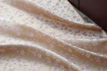Song Brocade Fabric Gold Thread | Ditsy Floral Jacquard | 3 Colors | Vintage Pattern 59" | Hanfu Dress Cosplay