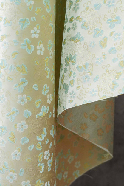 Song Brocade Fabric Gold Thread | Ditsy Floral Jacquard | 3 Colors | Vintage Pattern 59" | Hanfu Dress Cosplay
