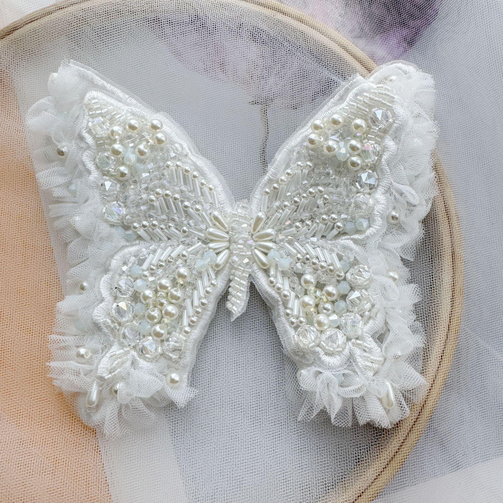 Handmade 3D Butterfly Applique | Double Layer Embroidered Fabric Patch | Hair Accessories Costume DIY Embellishment - Poppylollipop