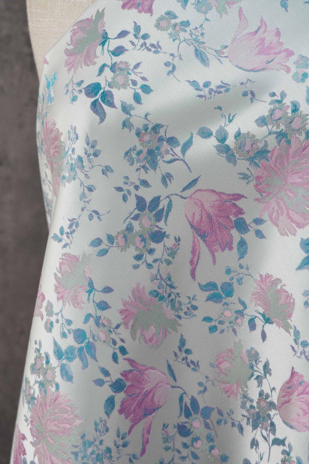 Floral Brocade Fabric, Luxury Woven Textile, Vintage Style Upholstery Craft Material, 55"Wide - Poppylollipop