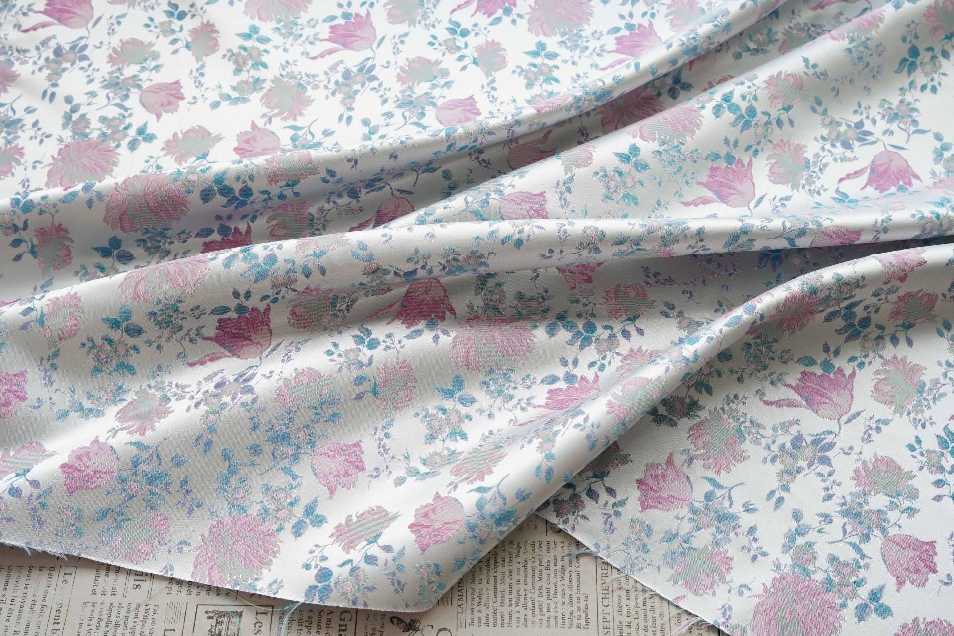 Floral Brocade Fabric, Luxury Woven Textile, Vintage Style Upholstery Craft Material, 55"Wide - Poppylollipop