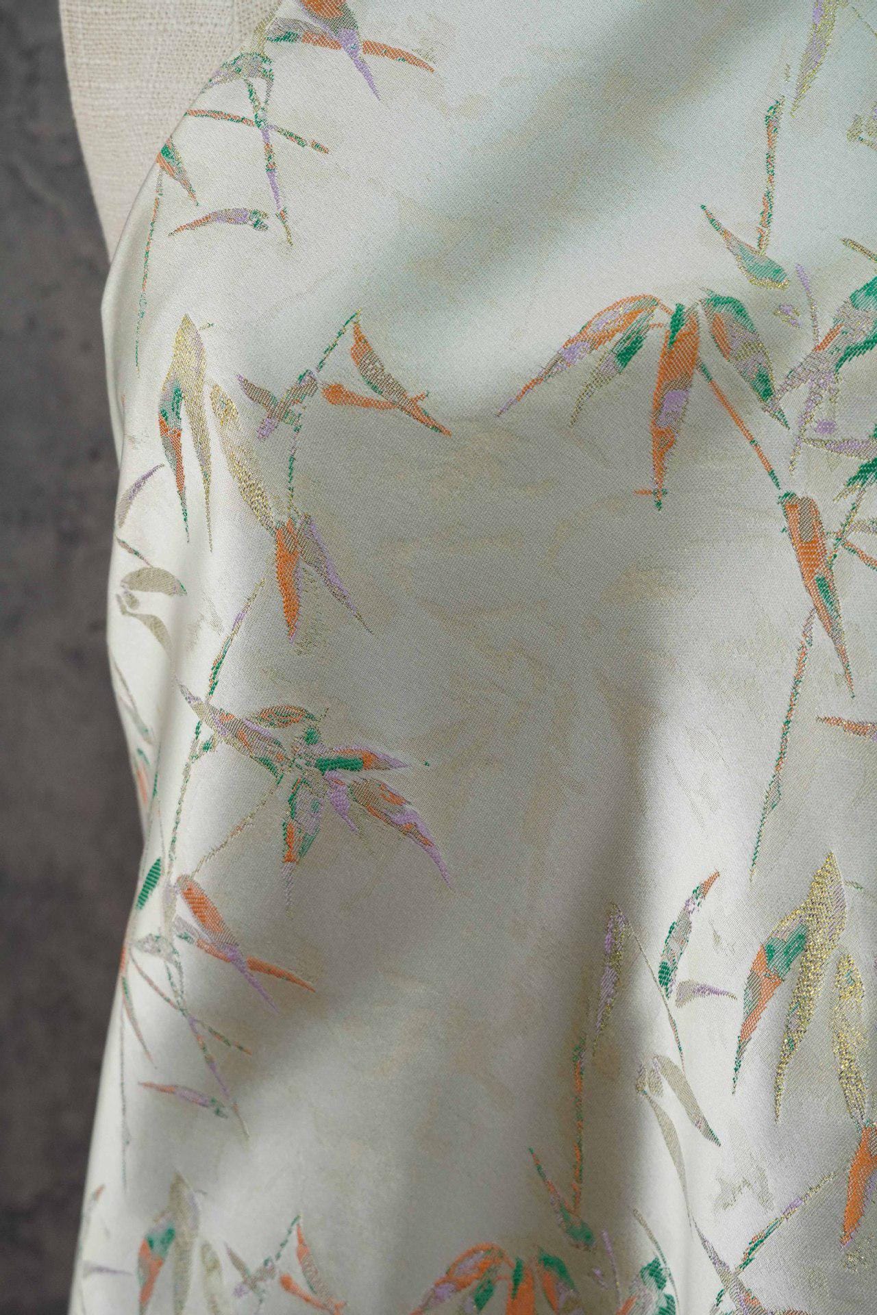 Song Brocade Bamboo Fabric, Chinese Jacquard Textile, Floral Pattern, Sewing Fabric (59" Wide)