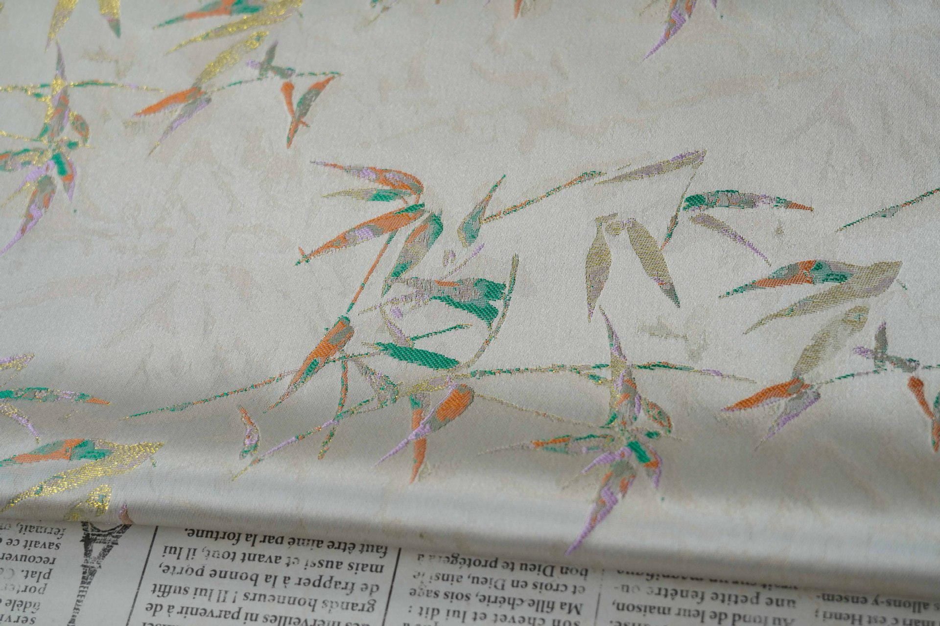 Song Brocade Bamboo Fabric, Chinese Jacquard Textile, Floral Pattern, Sewing Fabric (59" Wide)