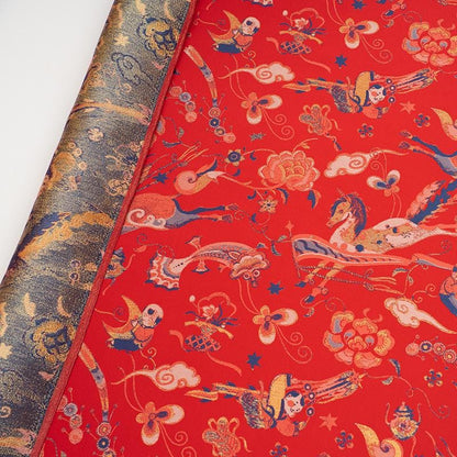 Song Brocade Jacquard Fabric, Chinese Horse Pattern Textile, Luxury Woven Fabric, Vintage Oriental Brocade, Sewing Upholstery Craft Fabric