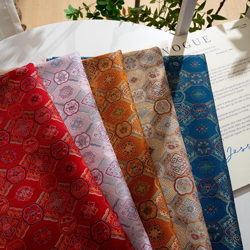Dragon Brocade Fabric, Baoxiang Floral Pattern Textile, Traditional Jacquard Satin, Tibetan Mongolian Style Fabric, Luxury Upholstery Sewing - Poppylollipop