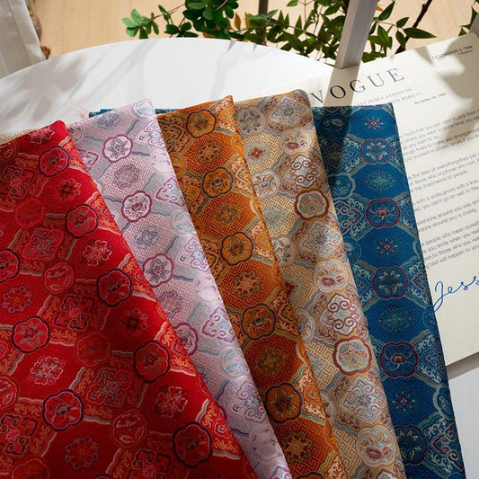 Dragon Brocade Fabric, Baoxiang Floral Pattern Textile, Traditional Jacquard Satin, Tibetan Mongolian Style Fabric, Luxury Upholstery Sewing - Poppylollipop