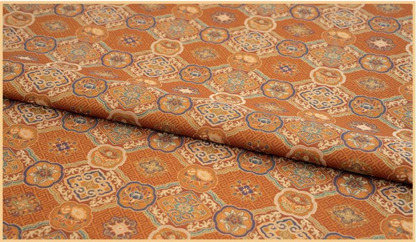 Dragon Brocade Fabric, Baoxiang Floral Pattern Textile, Traditional Jacquard Satin, Tibetan Mongolian Style Fabric, Luxury Upholstery Sewing - Poppylollipop