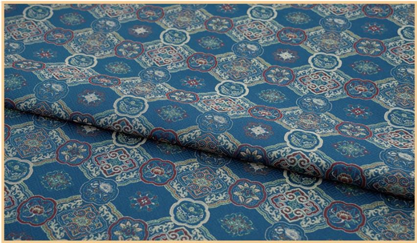 Dragon Brocade Fabric, Baoxiang Floral Pattern Textile, Traditional Jacquard Satin, Tibetan Mongolian Style Fabric, Luxury Upholstery Sewing - Poppylollipop