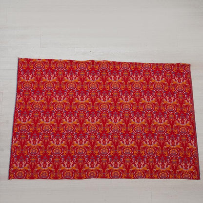 Red Song Brocade Fabric Double Bird Jacquard Satin Ethnic Tibetan Mongolian Traditional Silk Damask Costume Upholstery Fabric Luxury Textile - Poppylollipop