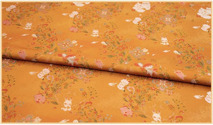Floral Animal Jacquard Fabric Cute Pet Pattern Brocade Textile Damask Fabric Upholstery Costume Cheongsam Fabric Luxury Decorative Fabric