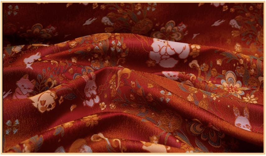 Floral Animal Jacquard Fabric Cute Pet Pattern Brocade Textile Damask Fabric Upholstery Costume Cheongsam Fabric Luxury Decorative Fabric
