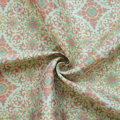 Dunhuang Floral Jacquard Fabric Gold Thread | Scrolling Vine Brocade | Double Sided | 58" Wide | Chinese Decor Hanfu - Poppylollipop