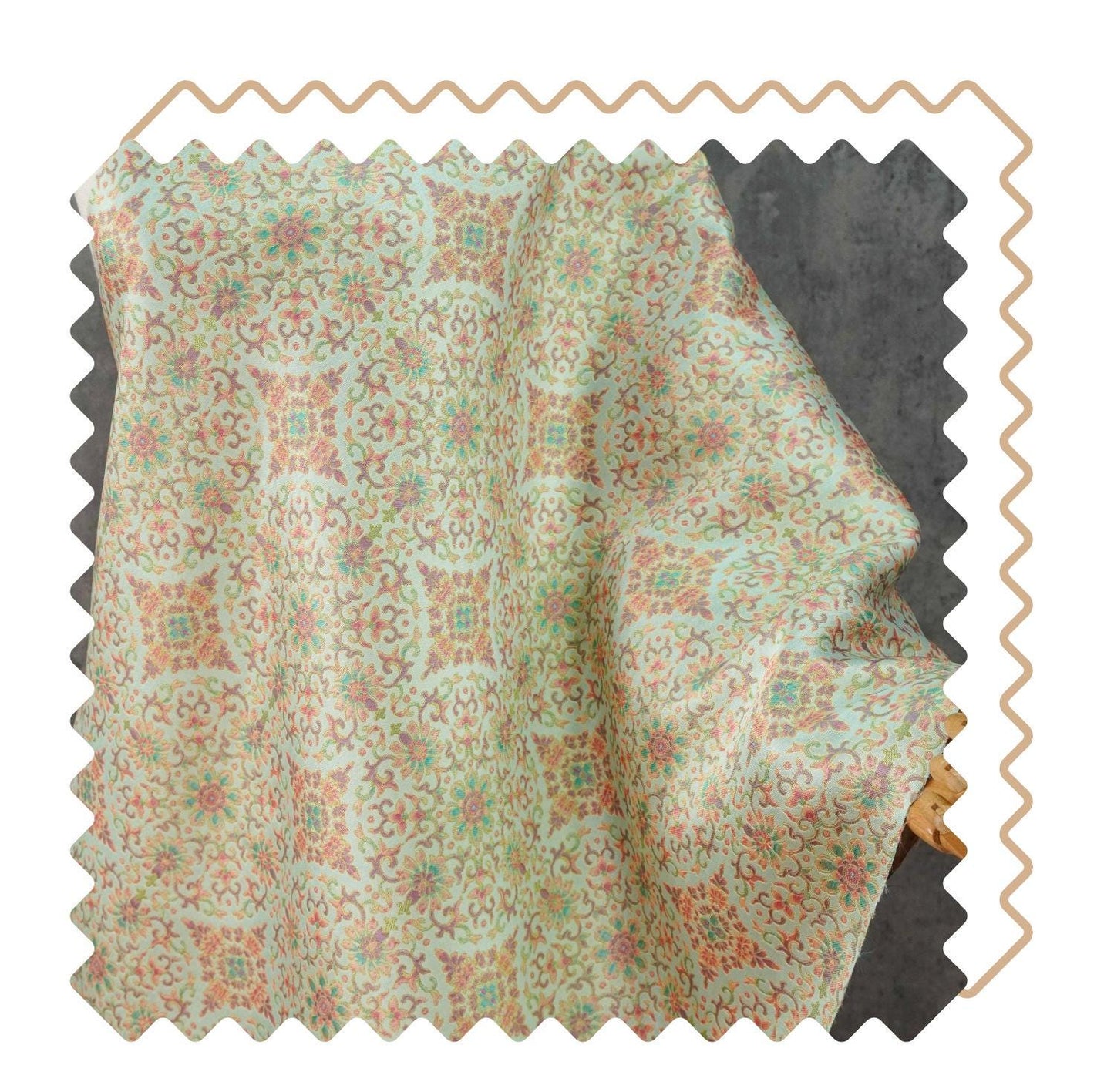 Dunhuang Floral Jacquard Fabric Gold Thread | Scrolling Vine Brocade | Double Sided | 58" Wide | Chinese Decor Hanfu - Poppylollipop