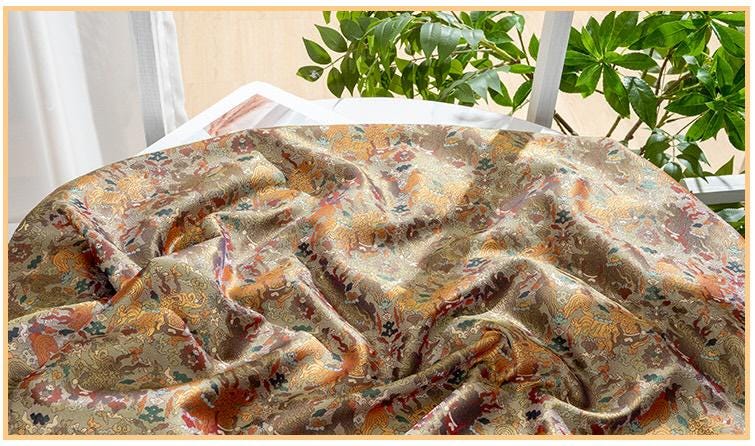 Dunhuang Iridescent Shu Gauze Fabric | Color Shifting Rayon Brocade | Double Sided | 59" Wide | Chinese Vintage Decor - Poppylollipop