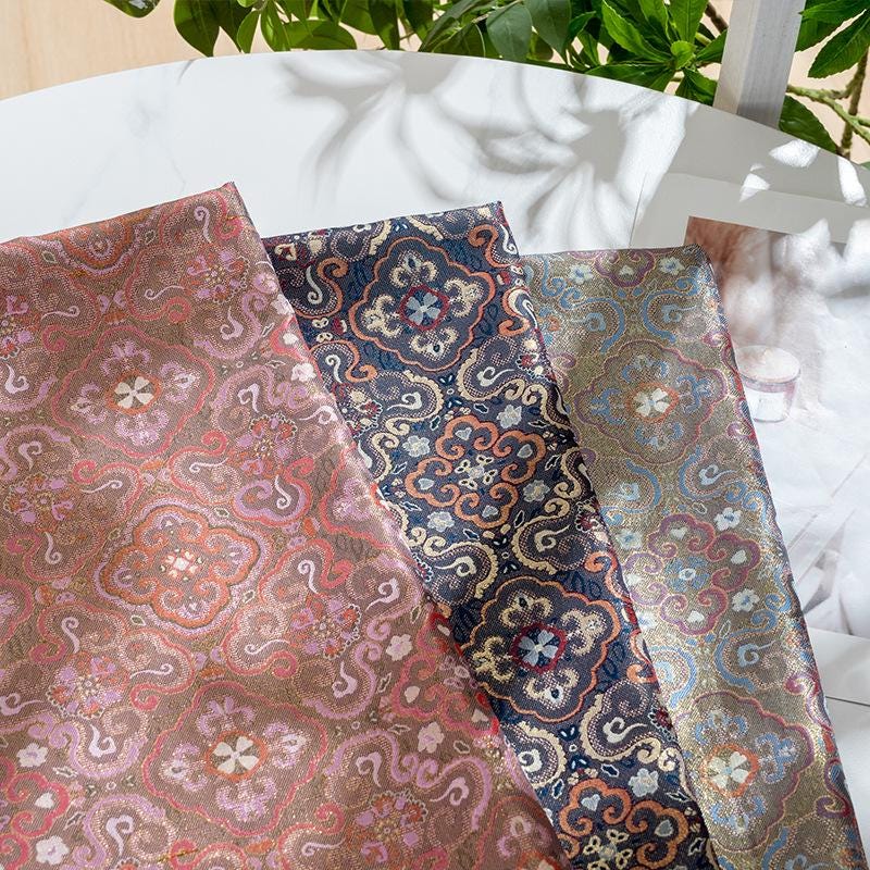 Dunhuang Iridescent Shu Gauze Fabric | Color Shifting Rayon Brocade | Double Sided | 59" Wide | Chinese Vintage Decor - Poppylollipop