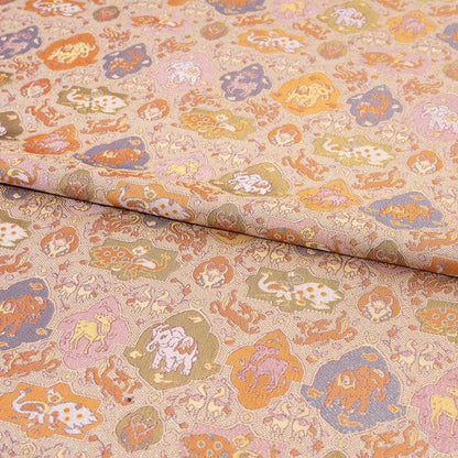 Eight Treasures Mythical Beast Jacquard Fabric | Iridescent Color Shift | Tang Dynasty Pattern | Hanfu Cosplay Brocade - Poppylollipop