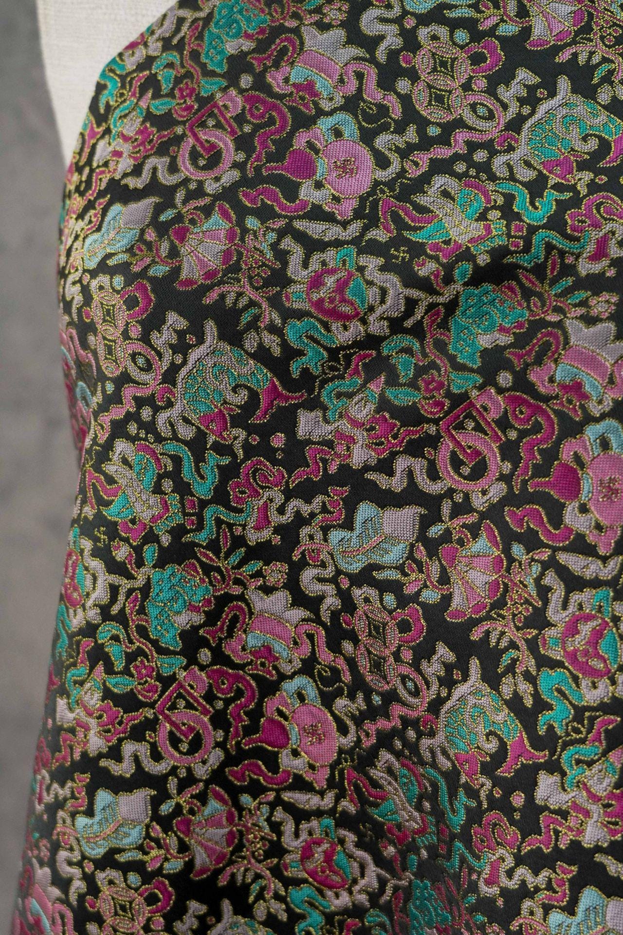 Multi - color Song Brocade Fabric with Golden Thread, Luxury Five - Color Treasure Jacquard for Sewing Design, Premium Textile by the Yard - Poppylollipop