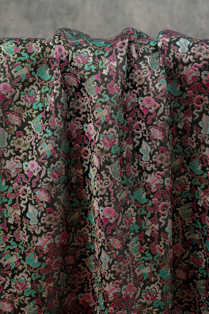 Multi - color Song Brocade Fabric with Golden Thread, Luxury Five - Color Treasure Jacquard for Sewing Design, Premium Textile by the Yard - Poppylollipop