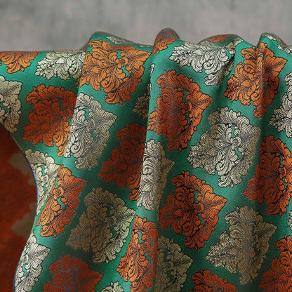 European Baroque Floral Fabric, Vintage Scroll Yarn - Dyed Jacquard, Luxury Brocade for Upholstery & Period Costumes, Heavyweight Textile - Poppylollipop
