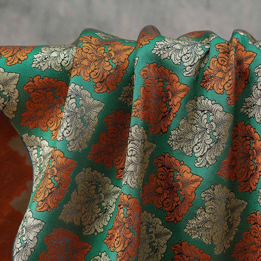 European Baroque Floral Fabric, Vintage Scroll Yarn - Dyed Jacquard, Luxury Brocade for Upholstery & Period Costumes, Heavyweight Textile - Poppylollipop
