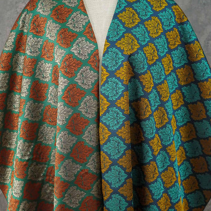 European Baroque Floral Fabric, Vintage Scroll Yarn - Dyed Jacquard, Luxury Brocade for Upholstery & Period Costumes, Heavyweight Textile - Poppylollipop