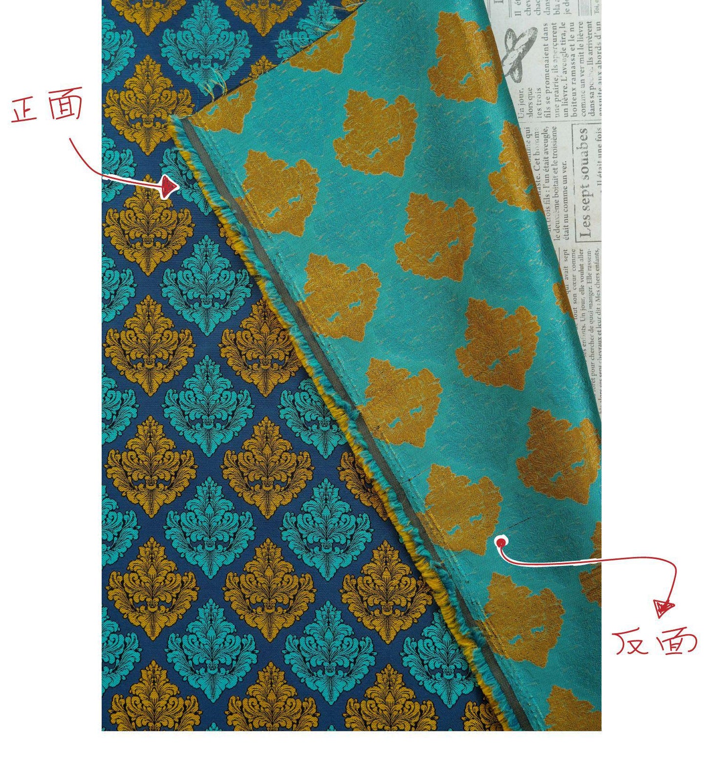 European Baroque Floral Fabric, Vintage Scroll Yarn - Dyed Jacquard, Luxury Brocade for Upholstery & Period Costumes, Heavyweight Textile - Poppylollipop