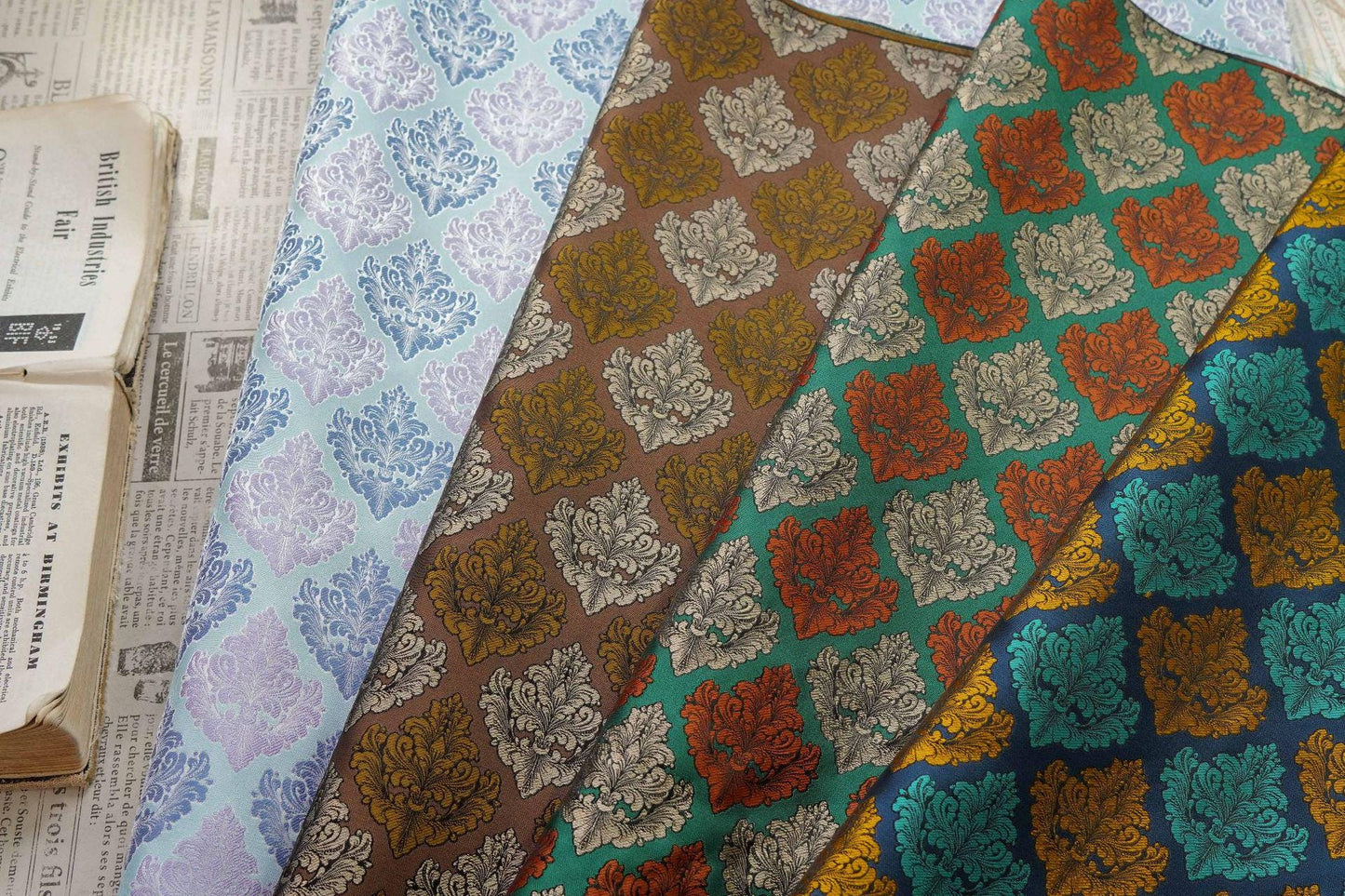 European Baroque Floral Fabric, Vintage Scroll Yarn - Dyed Jacquard, Luxury Brocade for Upholstery & Period Costumes, Heavyweight Textile - Poppylollipop