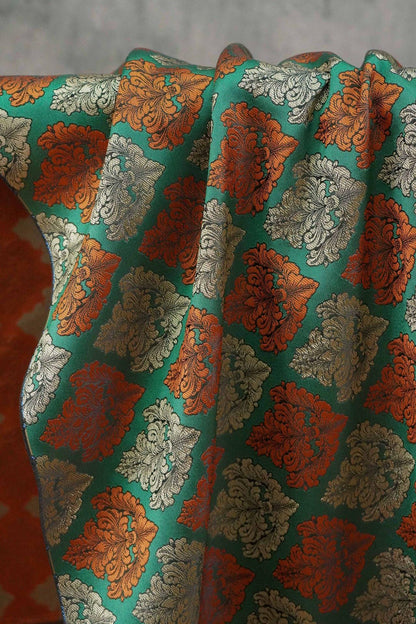 European Baroque Floral Fabric, Vintage Scroll Yarn - Dyed Jacquard, Luxury Brocade for Upholstery & Period Costumes, Heavyweight Textile - Poppylollipop
